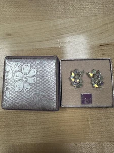 Pendientes de clip vintage B. David esterlina aurora boreal estrás caja de perlas - Imagen 1 de 7