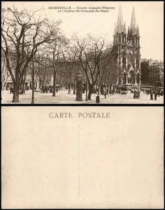Marseille Cours Joseph-Thierry et l'Église St-Vincent-de-Paul 1910 - Picture 1 of 3