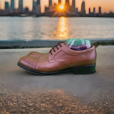 ✅STAFFORD TAN Oxford Cuero Puntera Zapatos de Vestir Para Hombres 10.5M Informales Cómodos Derby Foto 1 de 4