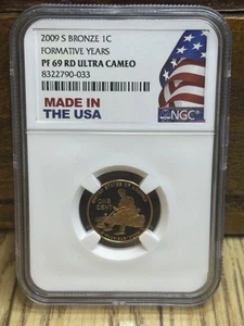 2009 S 1c Bronze Formative Years PF 69 RD Ultra Cameo Flag Label - Picture 1 of 3