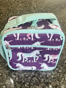 NUOVO Pottery Barn Kids Mackenzie Unicorno Viola/Acqua Classic Lunch Box Mono Bella - Foto 1 di 5