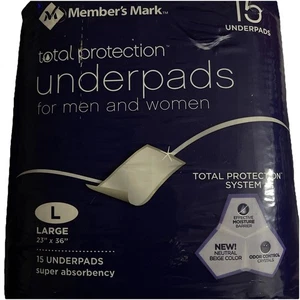 Member’s Mark Total Protection Unterlagen für Männer und Frauen 23x36 Large 15 Pads - Bild 1 von 1