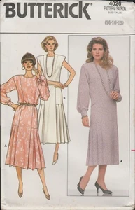Butterick 4026 Straight Dress w/ Side Pleats Pattern Size 14 16 18 Uncut Vtg 80s - Picture 1 of 7