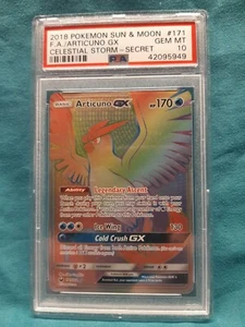 2018 POKEMON SUN/MOON CELESTIAL STORM HYPER SECRET ARTICUNO GX  171/168 PSA 10  - Picture 1 of 2