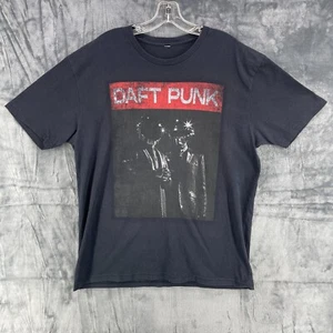 Daft Punk T-Shirt Men's Size L or XL Black Helmets RARE Graphic Spellout - Picture 1 of 6