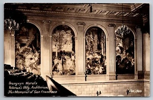 RPPC Brangwyn Murales Veteranos Bldg War Memorial San Francisco CA Postal N340 - Imagen 1 de 2