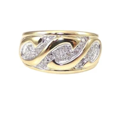 Anillo de oro amarillo sólido de 14 quilates con banda de diamantes de 0,20 quilates talla 7 Foto 1 de 4