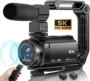 5K Videokamera Camcorder, 10-fach optischer Zoom 48MP 30FPS Vlogging - Bild 1 von 8