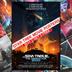Star Trek Movie Posters Classic Retro Sci fi Film Print Picture - Picture 1 of 33
