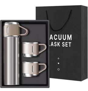 Thermos Coffee Travel Mug Stainless Steel Vacuum Flask Double Layer Gift Set - Picture 1 of 6