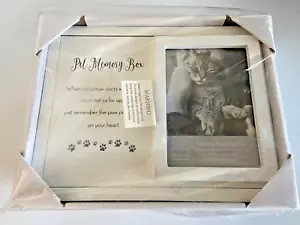 Haustier-Memorybox Maße 10 Zoll breit x 3 Zoll. 75H x 8D Zoll für Katze hält 4x6 Foto neu weiß - Bild 1 von 3