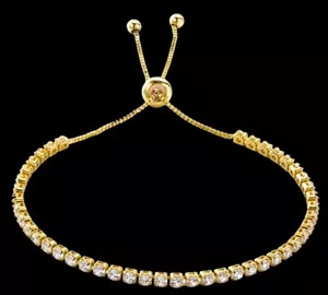 18ct Gold, durable Cubic Zirconia Tennis Bracelet Men Women Ladies +FREEBIES - Picture 1 of 6