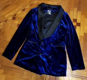 Lavish Alice Blazer Womens Double Breasted Velour Velvet Blue Size EUR 42 US 10 - Picture 1 of 23