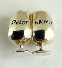 Authentic Chamilia Sterling Silver Wine Glasses Pinot Grigio & Noir Charm