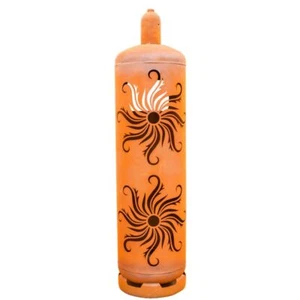 "Gasflasche - Sonne" Edelrost Feuersäule 128 cm, Feuertonne Sonnenmotiv - Bild 1 von 9