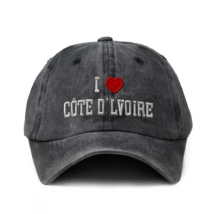 Soft Washed Baseball Cap I Love C Te D'Ivoire Cotton Dad Hats for Men & Women - Picture 1 of 13