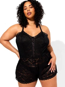 Torrid SIMPLY LACE STRAMPLER - SPITZE SCHWARZ Größe 4 4X 26 Neu mit Etikett - Bild 1 von 9
