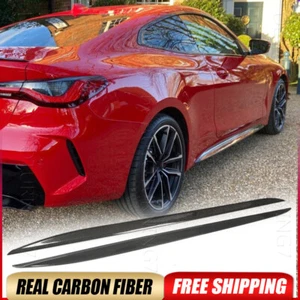 REAL CARBON Side Skirts Extension Lip Fit For BMW G22 G23 M440i M-SPORT 2021UP  - Picture 1 of 14