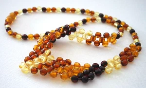 Natural BALTIC AMBER Mix Round Faceted 5 mm Beads Choker/Necklace - Picture 1 of 7