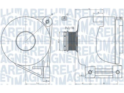 MAGNETI MARELLI Alternatore per VOLVO V70 II (285) D5 2001-2008 (Con Puleggia) - Immagine 1 di 2
