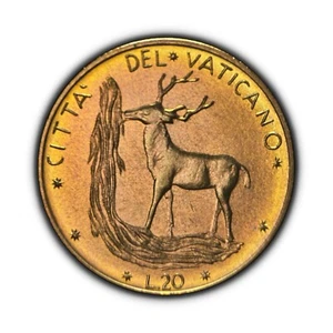 VATICAN CITY. 1971, 20 Lire  - Paul VI, IX, Red Deer, Stag, Baptism 5 - Picture 1 of 3