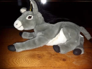 Belle Peluche Ane Couché Gris Blanc Noir Comme Neuf Anima Long 40cm - Picture 1 of 5