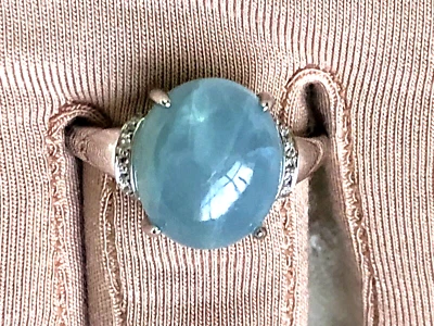 ANILLO AGUAMARINA LECHOSA CON CIRCÓN BLANCO PLATA DE LEY, TALLA 10 (M3064-22) Foto 1 de 4