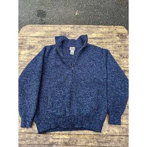 L.L. Bean Blue Full Zip Lambs' Wool Sweater Medium - Picture 1 of 4