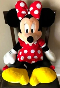 Disney Store Minnie Mouse Stuffed Plush Large 32" Red White Polka Dot Dress Bow - Picture 1 of 8
