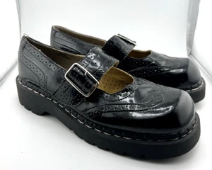 TUK Anarchic Black Brogue Mary Jane Women’s Shoes Leather US Size 9 Goth Punk - Picture 1 of 11