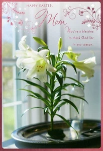 Religious HAPPY EASTER Card FOR MOM, Lily Flower Blessing to God by DaySpring +✉ - Picture 1 of 5