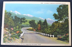 In der Nähe von Gardiner Eingang Yellowstone Natl Park Wyoming WY Postkarte PC 1930er - Bild 1 von 1