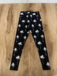 Spiritual Gangster Girls Black Palm Tree Athletic Activewear Leggings Size 8 - Picture 1 of 5