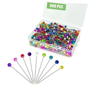 600PCS Sewing Pins Straight Pin for Fabric, Pearlized 600pcs Colorful Head Pins - Picture 1 of 8