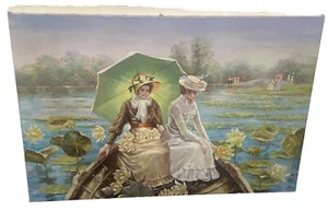 Impressionist Oil Painting Ladies In A Boat Victorian Style Signed By DU BOIS - Picture 1 of 6