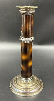 "Candelabro Puiforcat Francia Plateado Marrón Concha Patrón Esmalte 8.25""" Foto 1 de 4