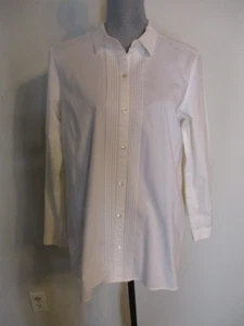 J. Jill FAB! White Shirt Collection Hemd mit Biesen vorne Knopfleiste in weiß M - Bild 1 von 7