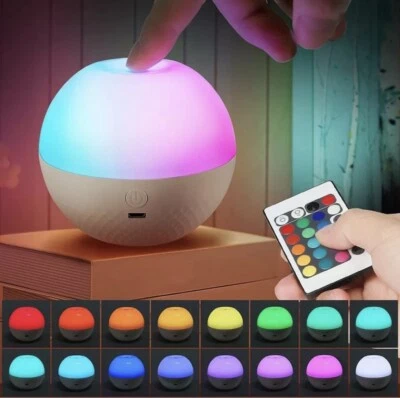 Lampada LED RGB Luce Notturna Sfera Touch Multicolore Telecomando Ricaricabile - Immagine 1 di 4