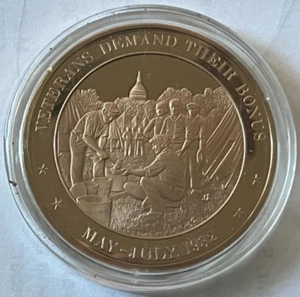MAY - JULY 1932 VETERANS DEMAND BONUS PROOF BRONZE MEDAL - HISTORY OF THE U.S.A. - Picture 1 of 2