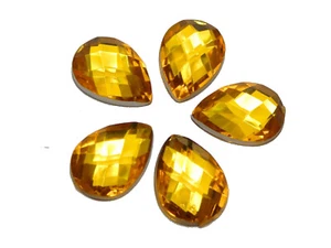 200 gemas de estrás de acrílico dorado con respaldo plano TearDrop 10X14 mm sin agujero - Imagen 1 de 4