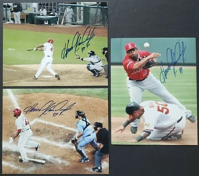 LOT OF 3 HOWIE KENDRICK SIGNED 8X10 PHOTO LA ANGELS 3 DIFFERENT ACTION PHOTOS   - Image 1 of 4