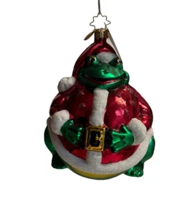 Christopher RADKO Glass Christmas Ornament SANTA TOAD Frog Ball Cute NEW - Picture 1 of 9
