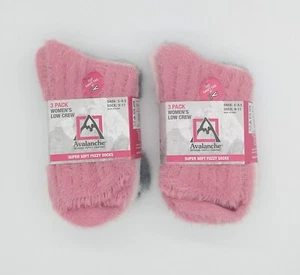 Avalanche Super Soft Fuzzy Low Crew Socks 6 Pair NEW!! Mauve, Gray, White - Bild 1 von 3