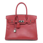 HERMES PHW Birkin 30 Handbag/Tote Bag Veau Epsom Leather Red