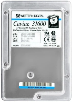 Western Digital Caviar 31600 WDAC31600-00H 1.6GB 5200 RPM ATA IDE 3.5" Inch - Image 1 of 3