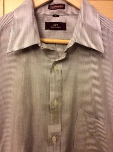 Vintage Van Heusen 417 Mid Century Mod Men's Brown & White Stripe Dress Shirt L - Picture 1 of 3