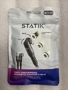 Statik 360 Rot. Universal Magnetic Charging Cable 6ft/1.8m with 3 Magnetic Tips - Picture 1 of 2