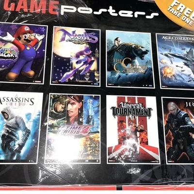 Paquete de 8 carteles vintage Gamestop Mario Galaxy Assassins Creed Time Crisis Foto 1 de 4