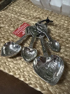 Ganz 4 Piece Silver Measuring Spoon Set NWT “Endless Love” Hearts - Picture 1 of 8