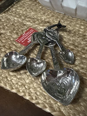 Ganz 4 Piece Silver Measuring Spoon Set NWT “Endless Love” Hearts - Image 1 of 4